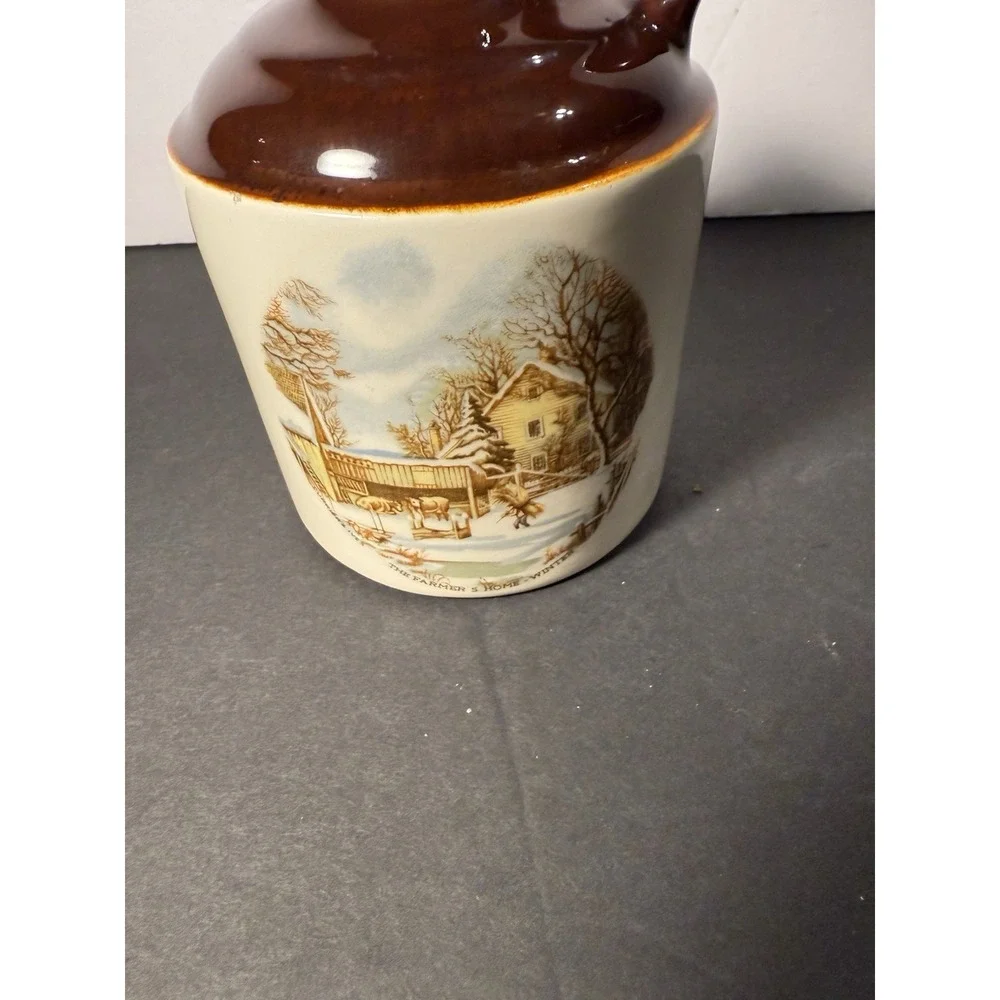 Vintage Vermont Maple Syrup Jug Lion's Lair Pittsford VT Stoneware